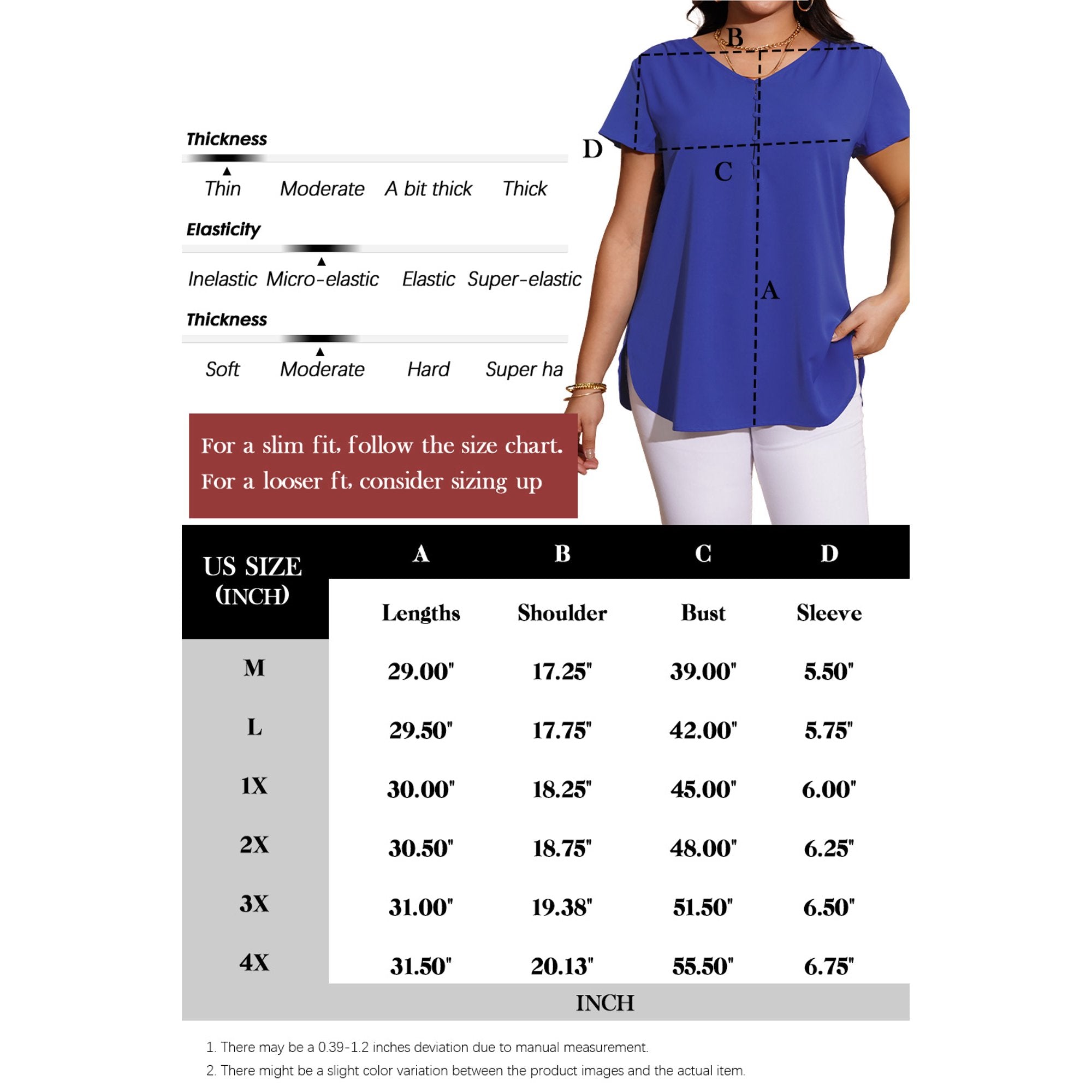 a.Jesdani Women¡¯s Plus Size V-Neck Blouse Casual Flowy Flutter Sleeve Tops with Button for Curvy Women M 4X