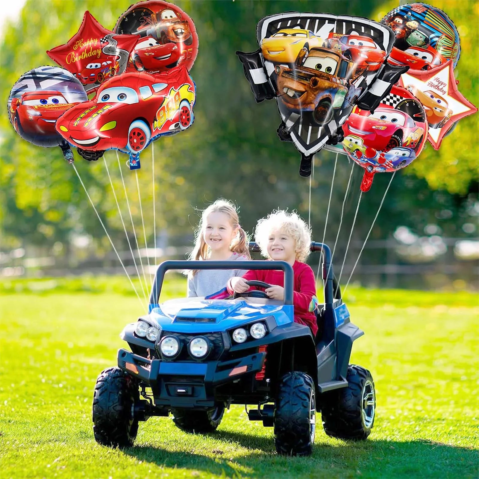 8PCS Cars Lightning Character Aluminum Foil Balloon Set, Car Birthday Decorations for Boys and Girls