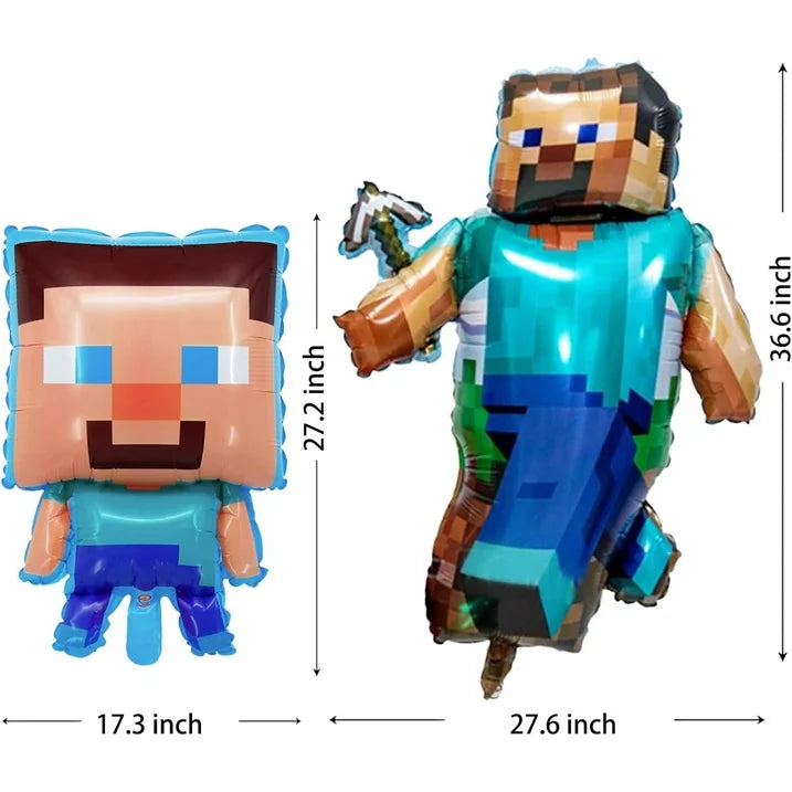 8PCS Mine Pixel Video Game Characters Foil Balloons