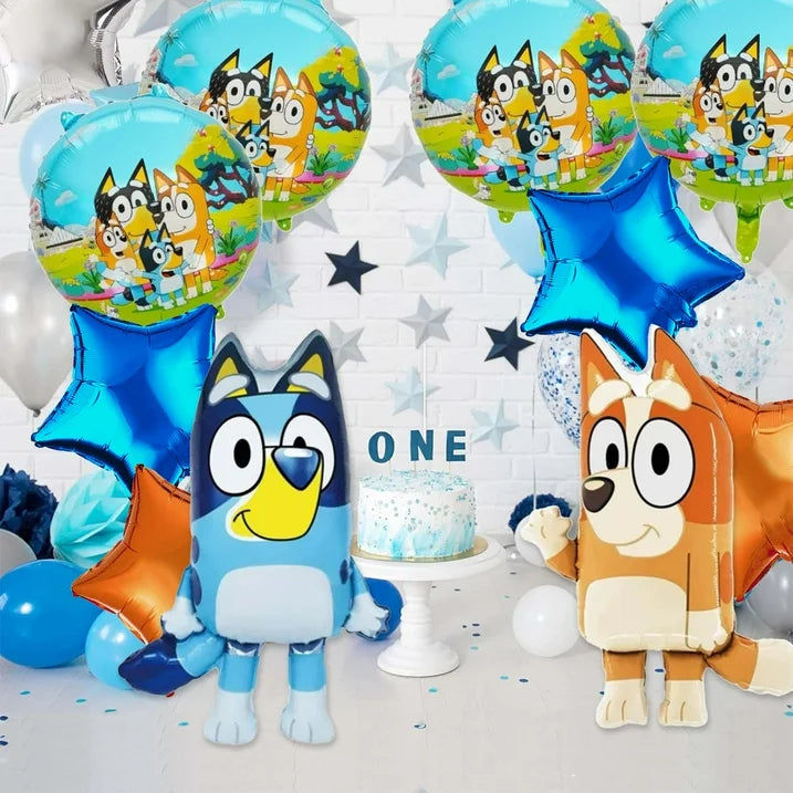 10PCS Blue Dog Foil Balloons, Blue Shaped Character Balloons for Kids Birthday Party Supplies