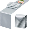 12 Pack Silver Table Runner 12x108 Inches Long, Satin Silk-Like Smooth Table Decor for Wedding Birthday Party