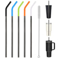 5PCS Metal Straws with Silicone Tip and Cleaning Brush,11.8 0.31 Reusable Stainless Steel Straw,Black