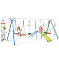 6 in 1 Swing Sets for Outside, SHINPT Playground Sets for Backyard, Outdoor Swing Set with Climbing Rope Ladder, Toddler Swing Sets with Disc Swing, Multifunctional Playset for Ages 3 10