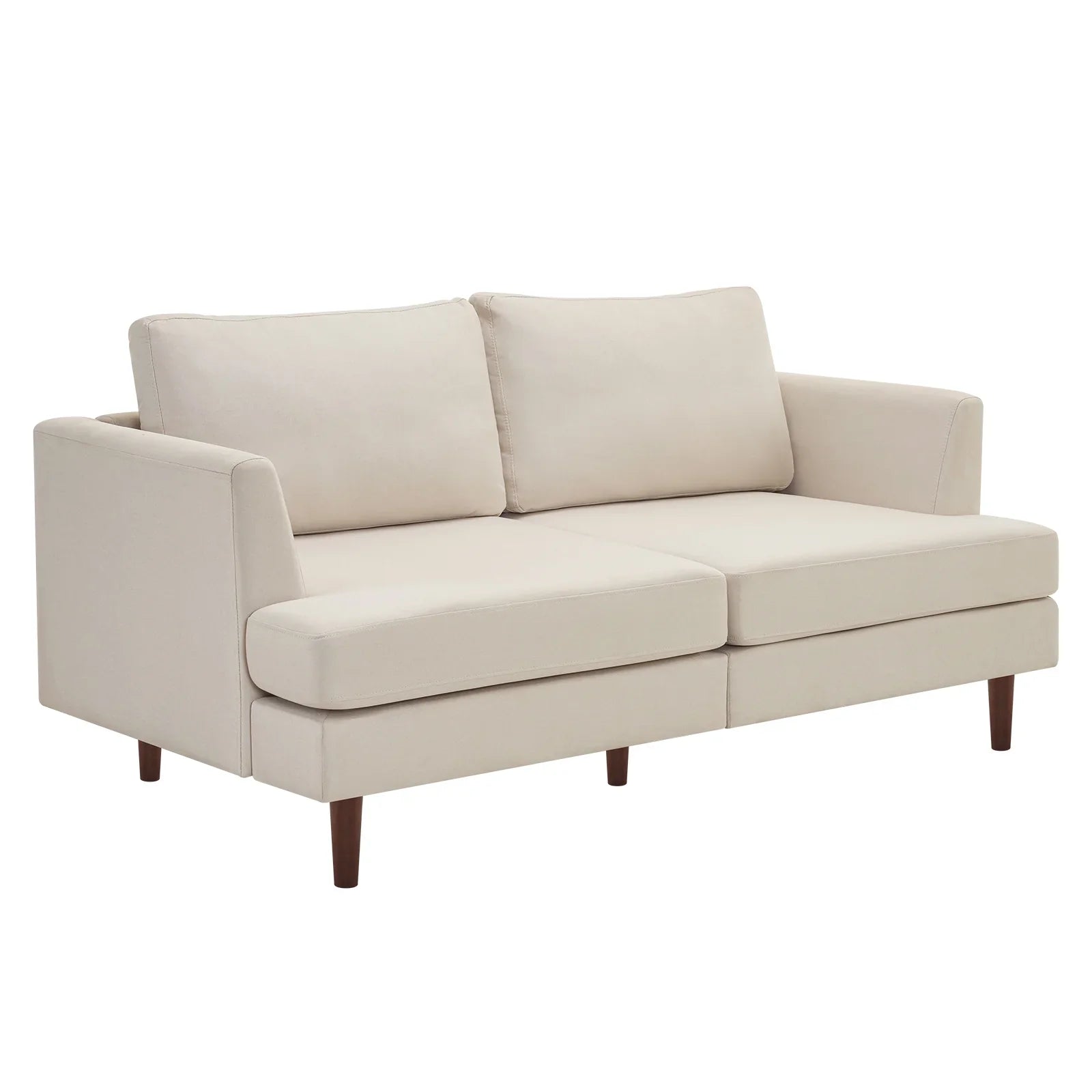 65.75 Comfy Sofa Couch, Modern Upholstered 2 Seater Couch for Living Room, Linen Love Seat Sofa with Wide Armrests and Deep Seats, Beige