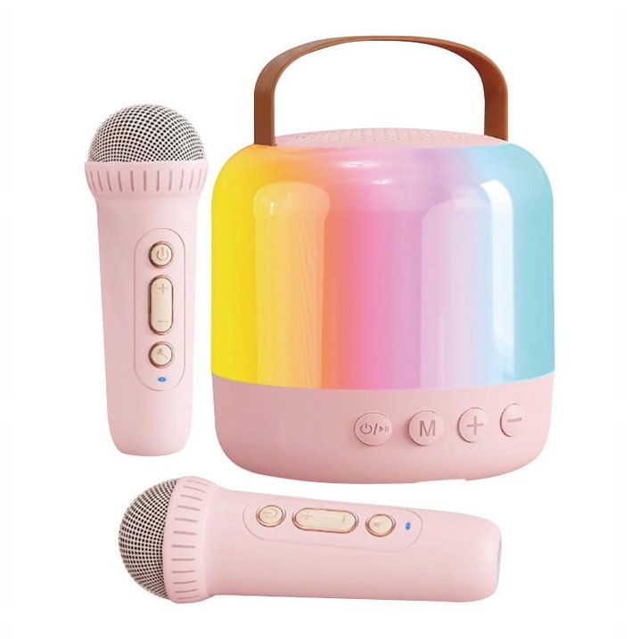 AHANSI Wireless Karaoke Speaker for Kids Portable System with Dual Microphones Dynamic Lights for Parties