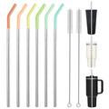 6PCS Reusable Metal/Stainless Steel Straws with Silicone Tip and Cleaning Brush(11.8 0.31,Silver)