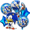 6PCS Sonic Birthday Party Supplies Video Gamers Hedgehog Foil Balloon Bouquet Decorations