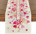 Pink Heart Branch Table Runner, Seasonal Leaf Kitchen Dining Table Decoration for Home Party Decor 13x72 Inch