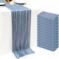 12Pack Dusty Blue Cheesecloth Table Runner 10Ft Gauze Table Runner Blue Cheese Cloth Table Runners Long Sheer Fabric Tablerunners for Wedding Party Bridal Shower Thanksgiving Christmas