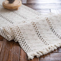 Table Runner Cream Beige Boho Table Runners with Tassels Hand Woven Cotton Table Runner Rustic Farmhouse Table Runners for Bohemian Kitchen Dining Table