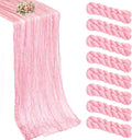 8 Pack Pink Cheesecloth Table Runner 21x120 Inch Boho Gauze Table Runners Rustic Light Pink Table Runner for Wedding Birthday Party Baby Shower Centerpiece Home Decorations