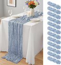 12 Pack Dusty Blue Cheesecloth Table Runner 10Ft, Gauze Table Runners 21.5 x 120 inch,Semi Sheer Cheese Cloth Fabric Runner Bulk for Wedding,Party,Baby Shower,Bridal Shower