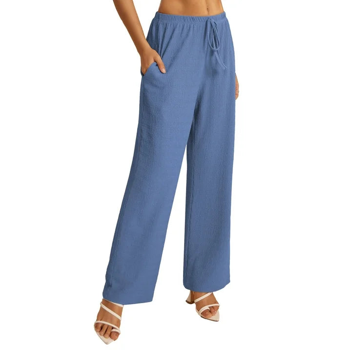 a.Jesdani Women's Wide Leg Pants with Pockets Casual Drawstring Elastic Waist Trousers for Work  Leisure S XXL