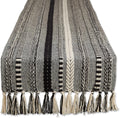 Farmhouse Braided Stripe Table Runner Collection, 15x108 (15x113, Fringe Included), Black