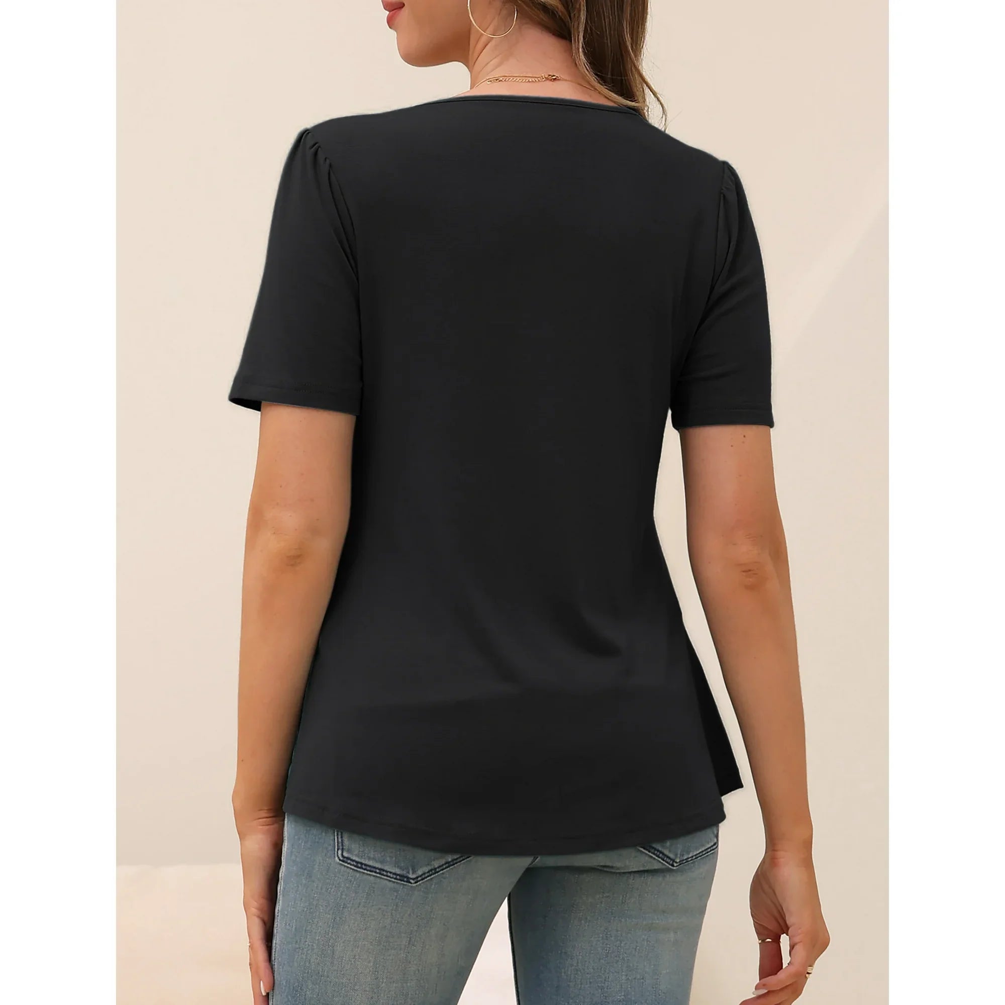 a.Jesdani Womens Blouses Short Sleeve Tunic Tops Pleated Casual Summer Shirts m 3x