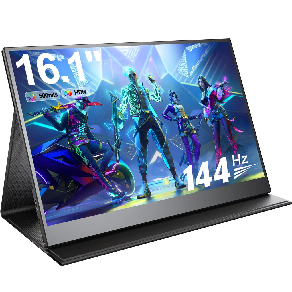 144HZ Gaming Monitor, AZMKOO Portable Monitor 16.1 Inch Full HD 1080P USB C HDMI W/ HDR, FreeSync, Eye Care, Ultra Slim External Second Screen