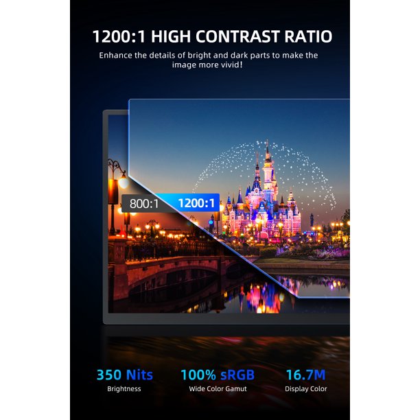144HZ Gaming Monitor, AZMKOO Portable Monitor 16.1 Inch Full HD 1080P USB C HDMI W/ HDR, FreeSync, Eye Care, Ultra Slim External Second Screen