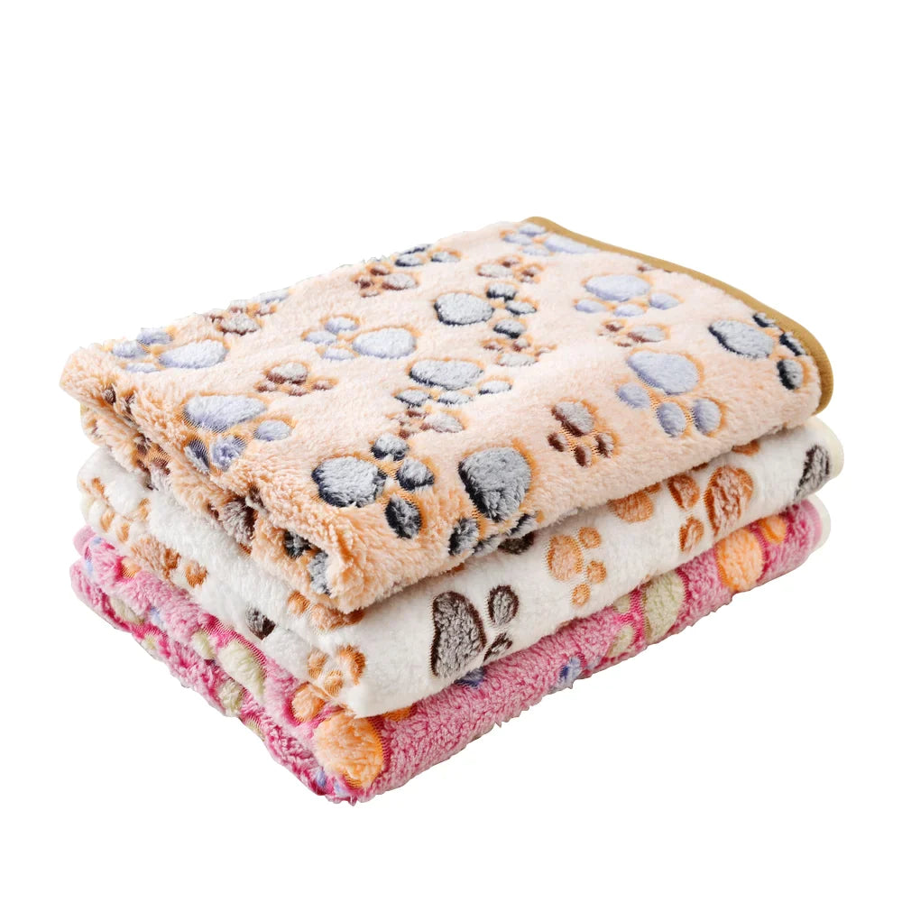 1 Pack 3 Blankets Super Soft Fluffy Premium Fleece Pet Blanket Flannel Throw for Dog Puppy Cat - Paw