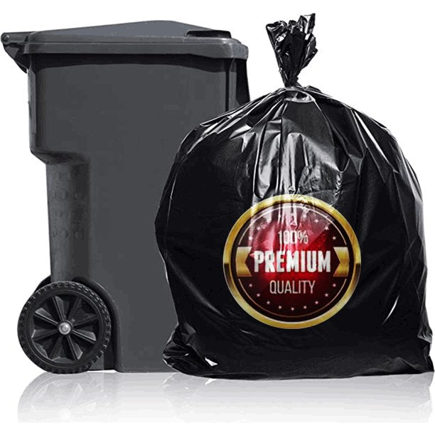 55 Gallon Trash Bags, 39.4 x 51.3” Heavy Duty Outdoor Garbage Bags (50 Count) for Commercial, Janitorial, Lawn, Leaf, and Contractors