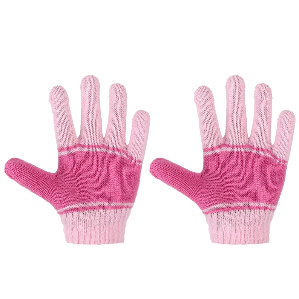 3 Pcs Kids Winter Hat Winter Scarf Winter Gloves Set, Boys Girls Knit Beanie Hat Scarf Gloves Set, Winter Warm Knitted Set with Fleece Lining for Autumn & Winter, Pink