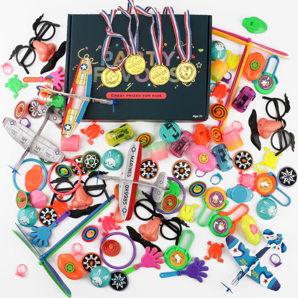100Pcs Assortment Party Favors Toys for Kids, Premium Mini Cute Favors for All Ages Kids, Prize Box Toys, Goody Bag Fillers, Pinata Stuffers, Carnival Prizes for Boys and Girls