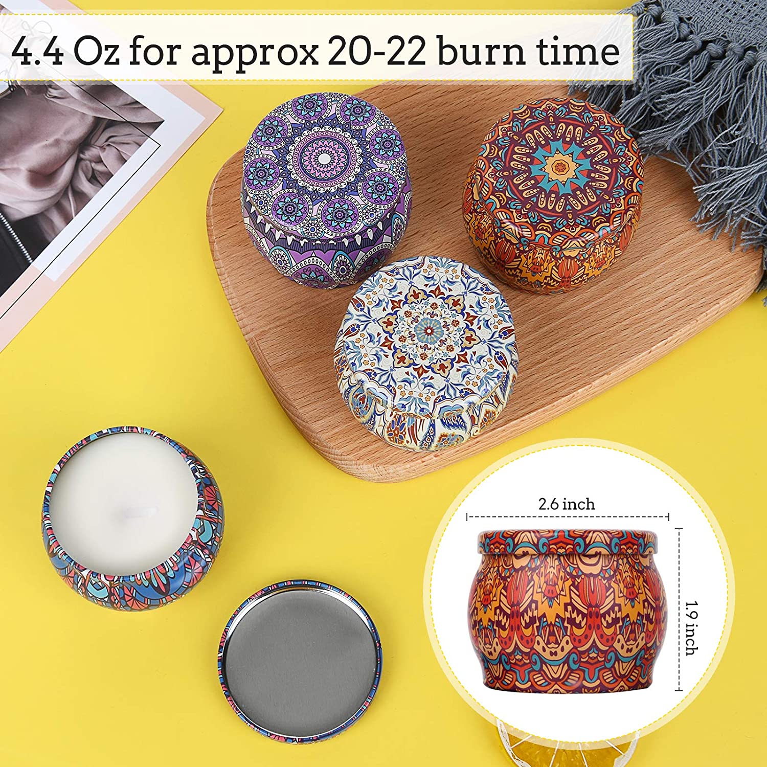 4 Pack Scented Candles Gift Set, 4.4 Oz Aromatherapy Candles Gift for Mom, 100% Natural Soy Wax Portable Candles, Stress Relief Gifts for Women, Ideal Gifts for Valentine‘s Day