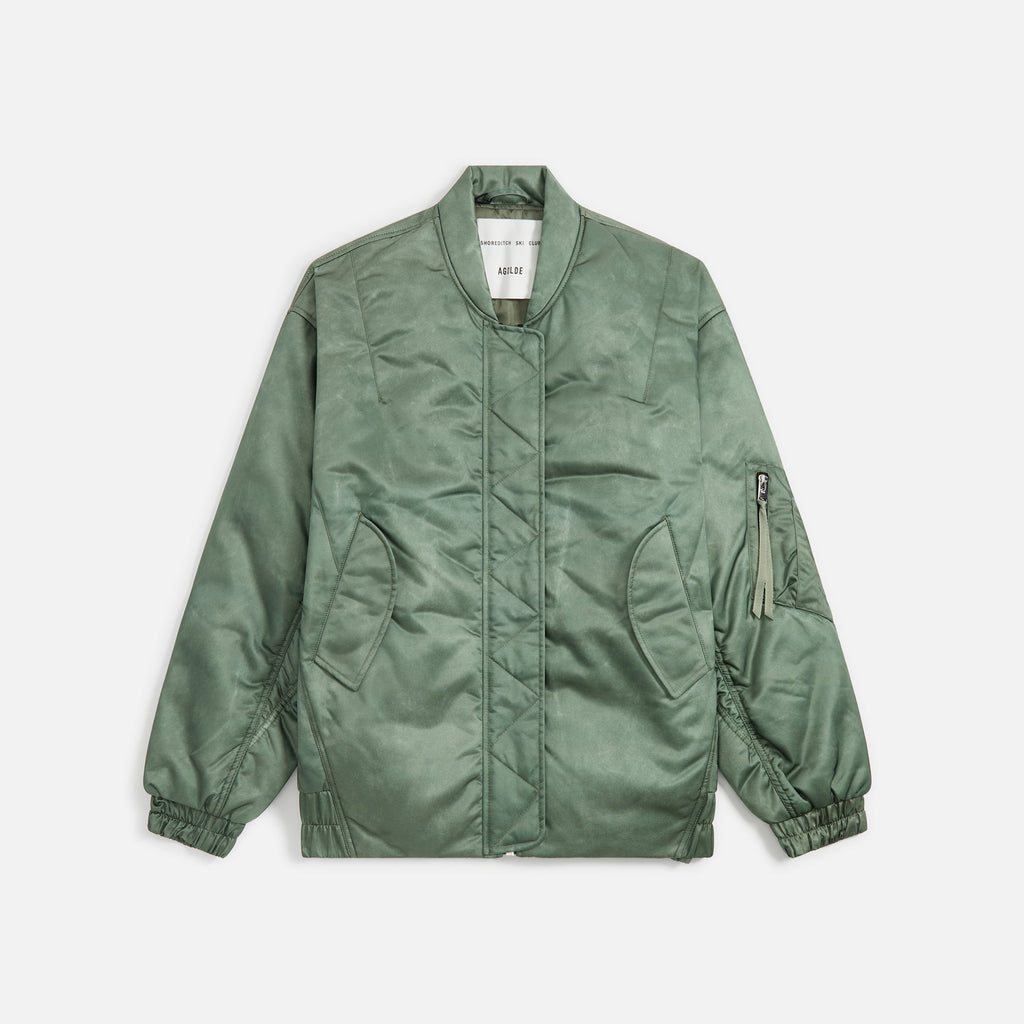 Agolde x Shoreditch Ski Club Nisa Bomber Jacket - Steel Green