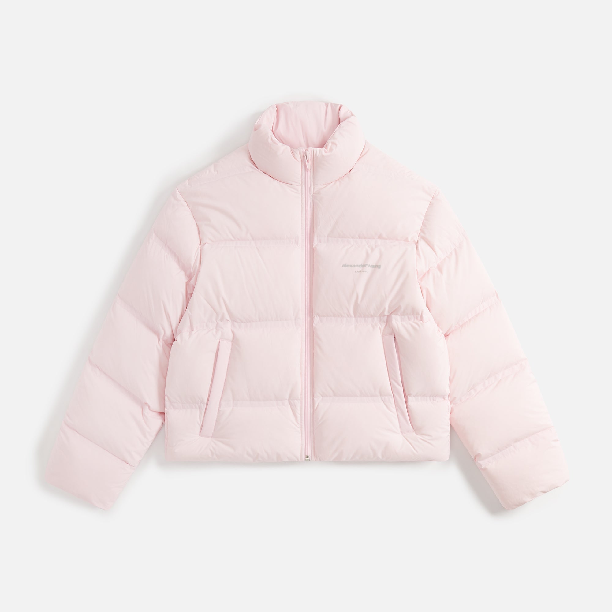 Alexander Wang Jacquard Channel Cropped Puffer with Reflective Logo - Pink
